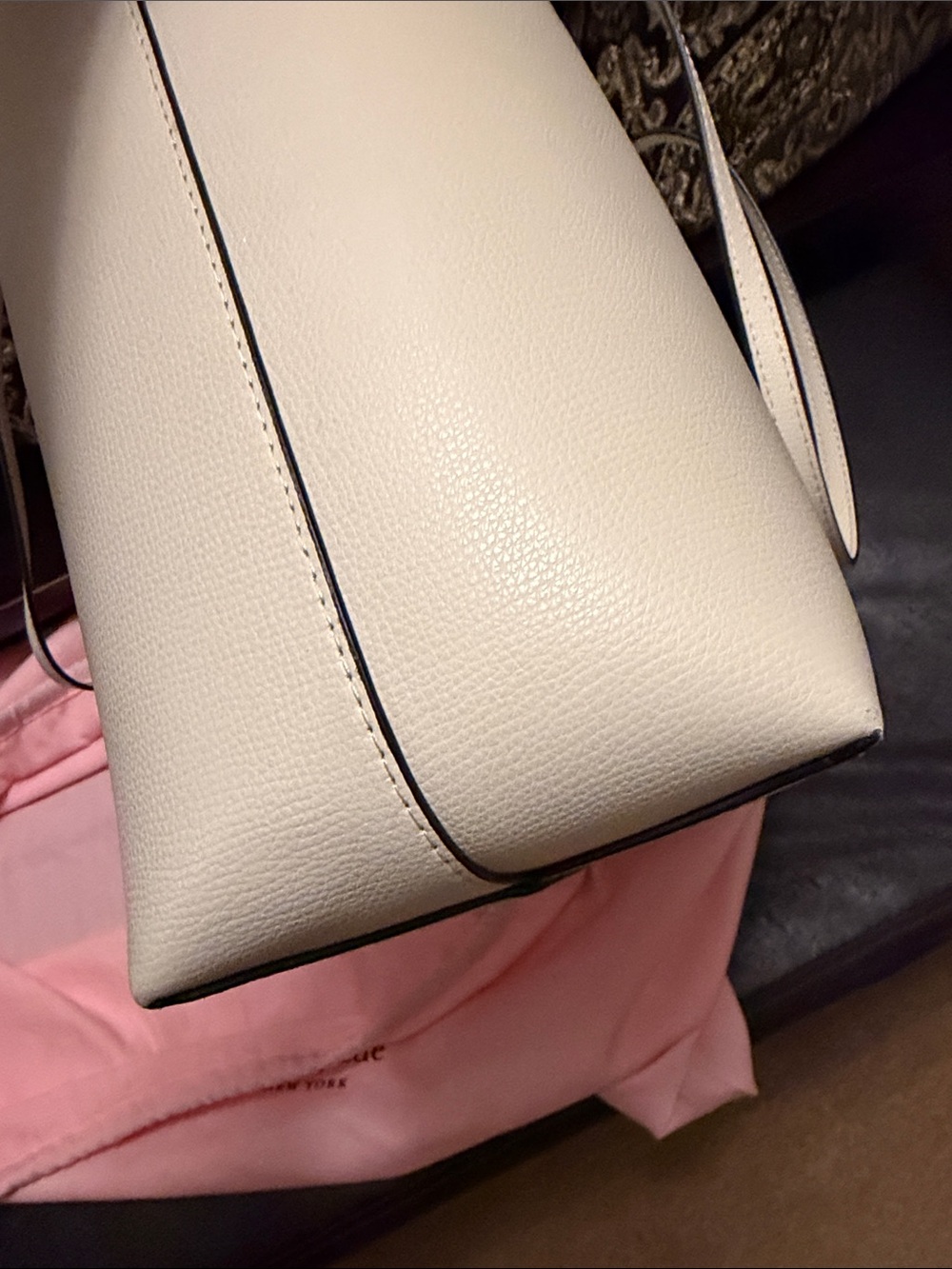 kate spade cream leather tote with gold spade emblem - Picture 5 of 6